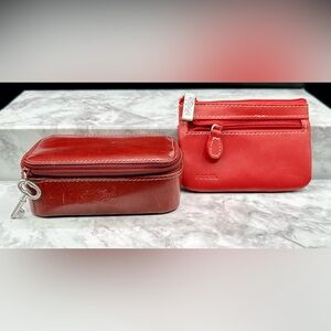 FOSSIL Red Leather Jewelry Case and Coin purse Bundle.